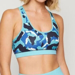 NWT Fourlaps Infinity Sports Athletic Performance Bra Blue Crisp Camo Size XS